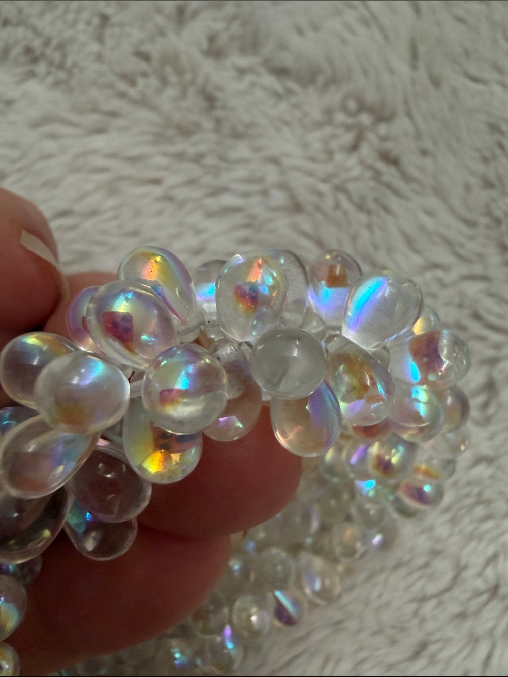 Iridescent Clear Beaded Statement Bracelet - Women Jewelry - Picture 5 of 6
